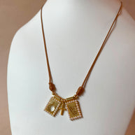 Jesus Heart and St Miguel Scapular Leather Necklace