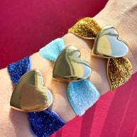 Brazaletes Elásticos Gold, Celeste y Azul Rey + Corazon Gold