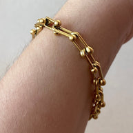 Steel Medium Links Golden Bracelet