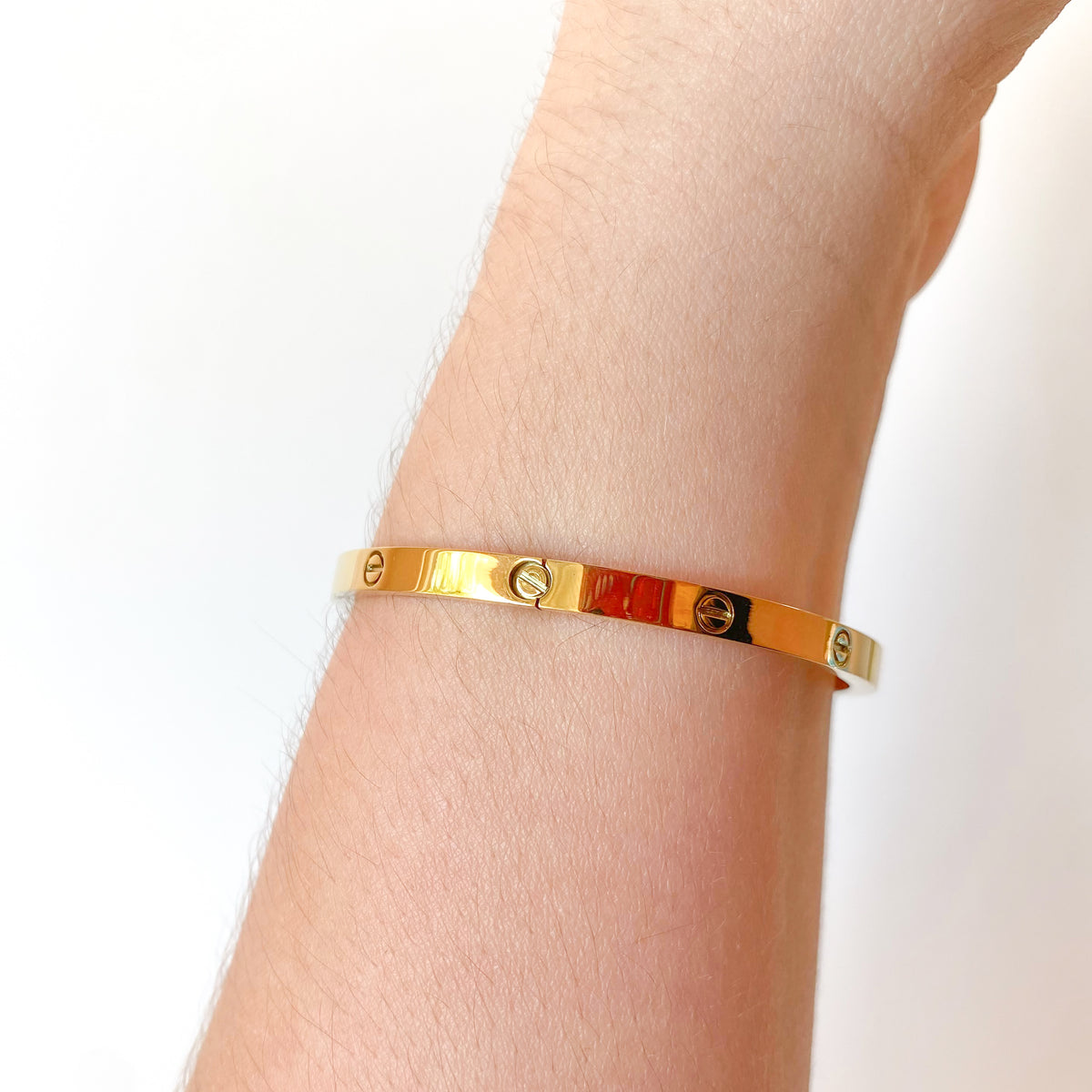 Golden Steel Screw Thin Bracelet with Screwdriver