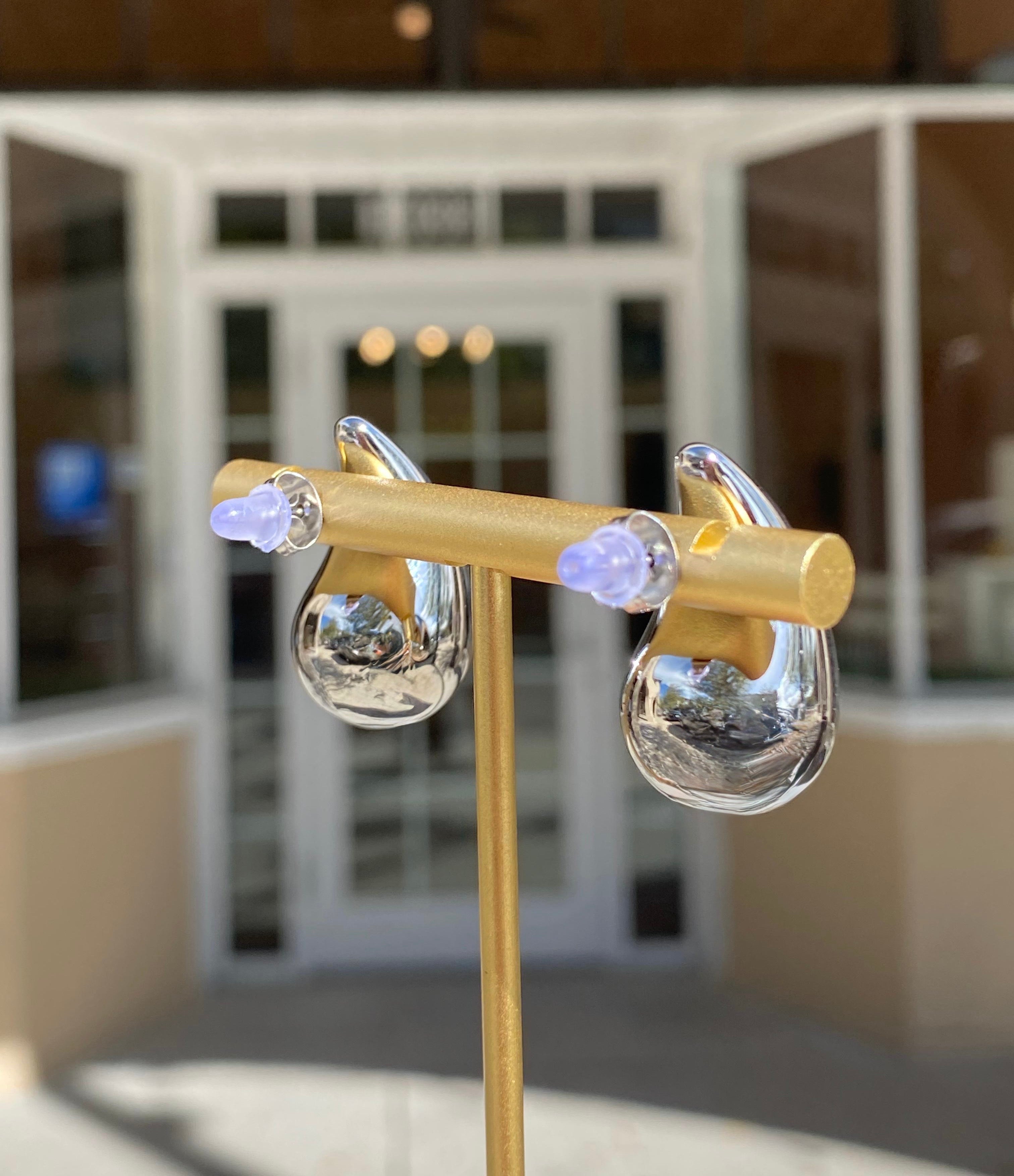 Big Drop Steel Silver & Gold Earrings