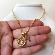 Faith and Pink Cross Zircons Necklace