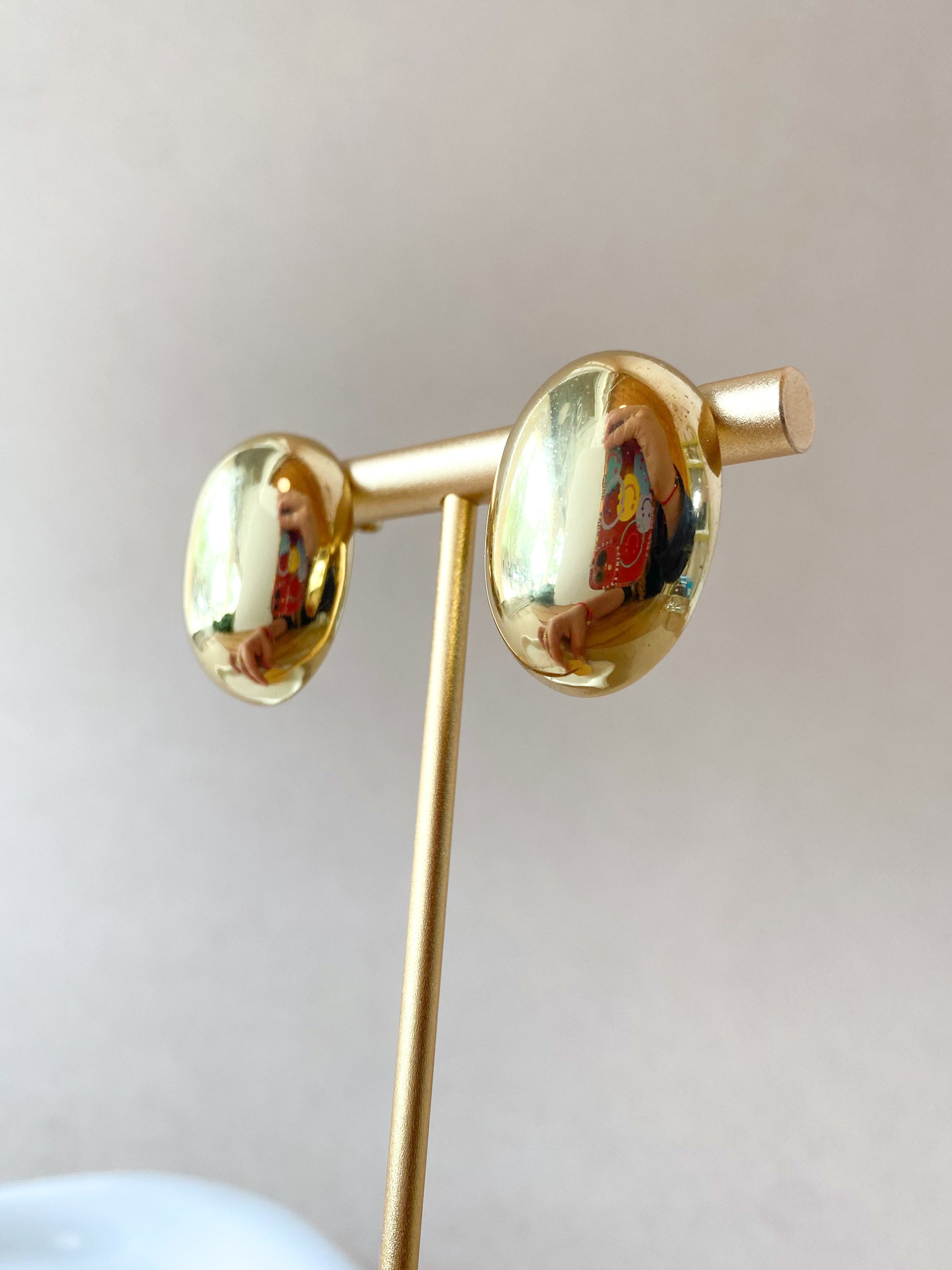 Golden Steel Drop Big Shape Earrings