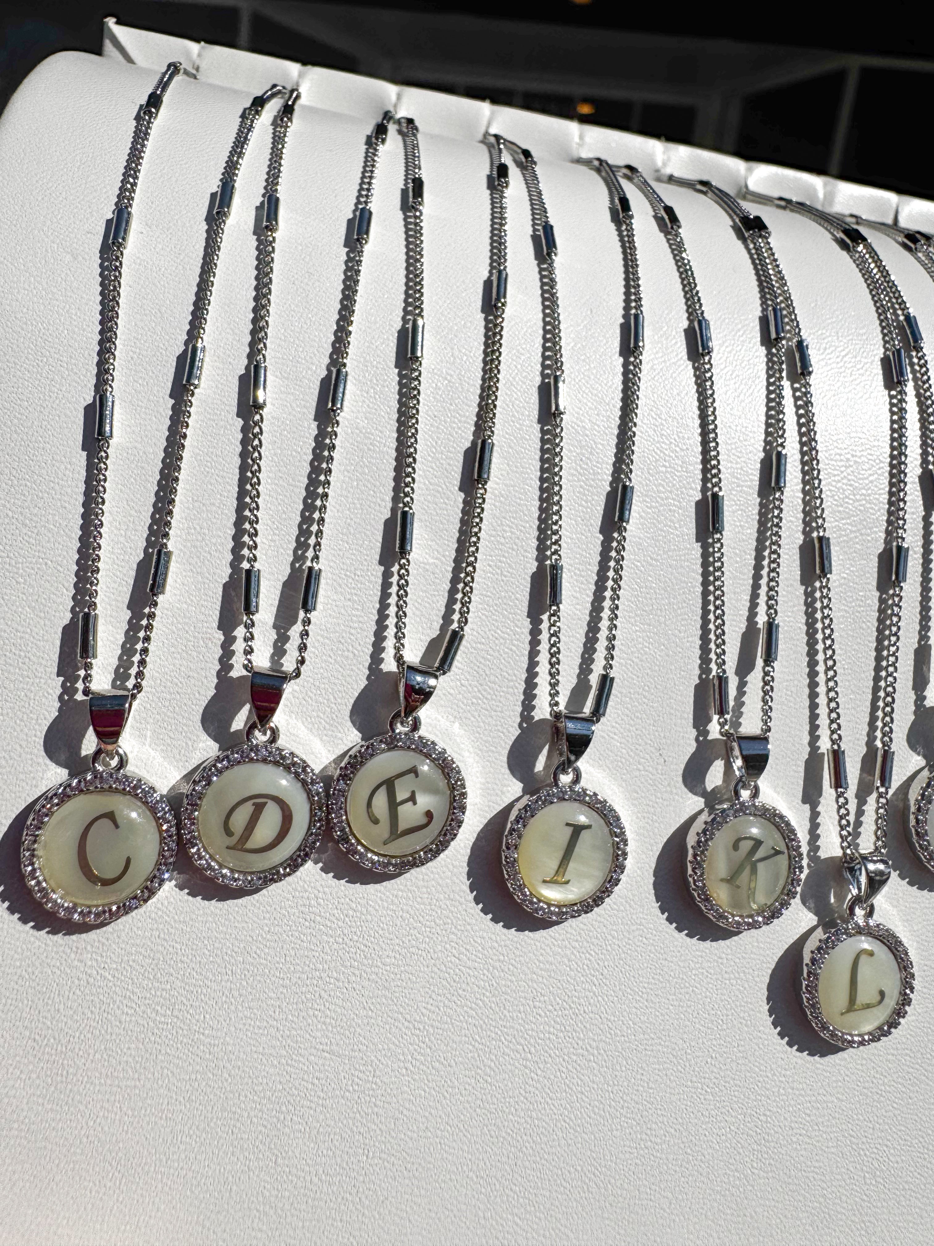 Initial Silver Mother of Pearl Necklace