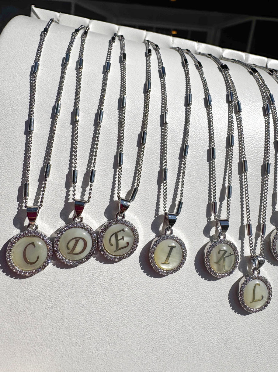 Initial Silver Mother of Pearl Necklace