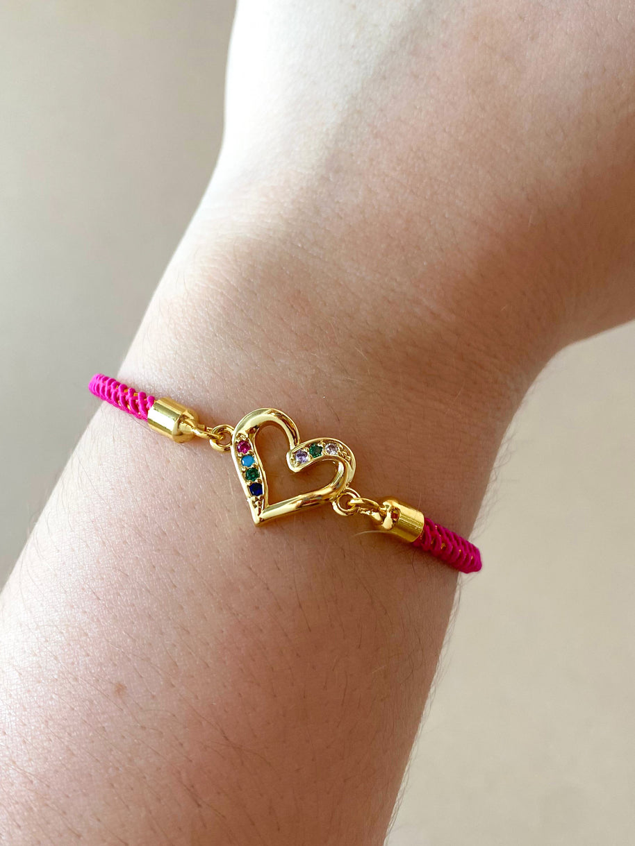 Colorful Crystals Pink Adjustable Bracelet