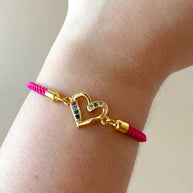 Colorful Crystals Pink Adjustable Bracelet