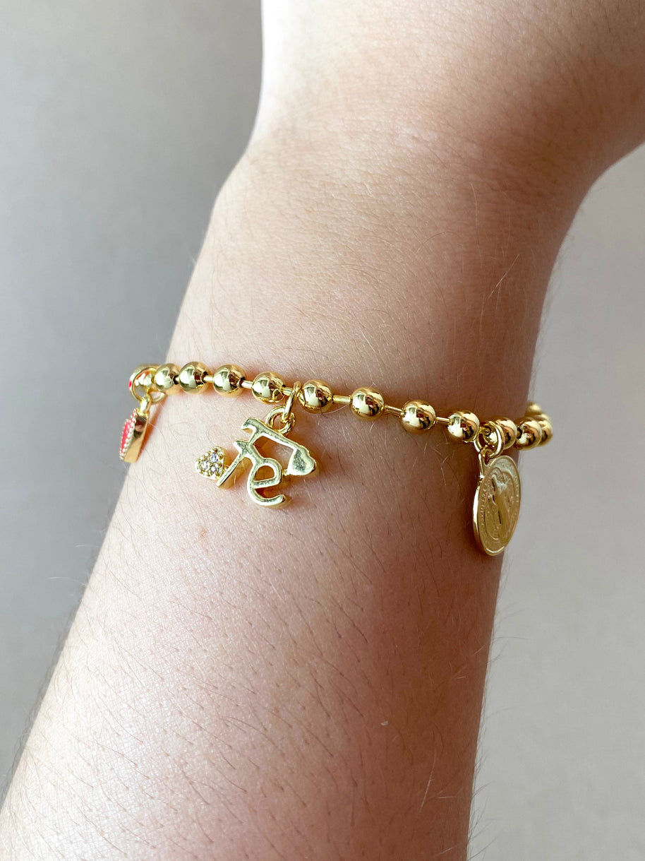 Faith, Red Heart and St Benedict Charms Bracelet