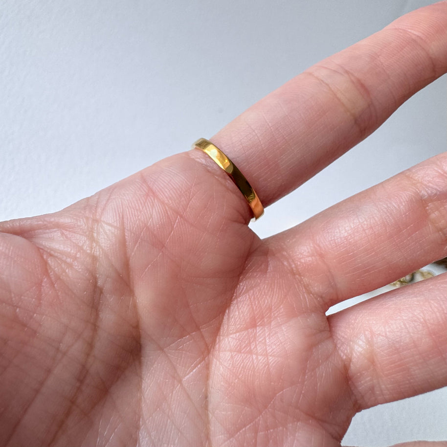 Golden Zircon Bar Steel Ring