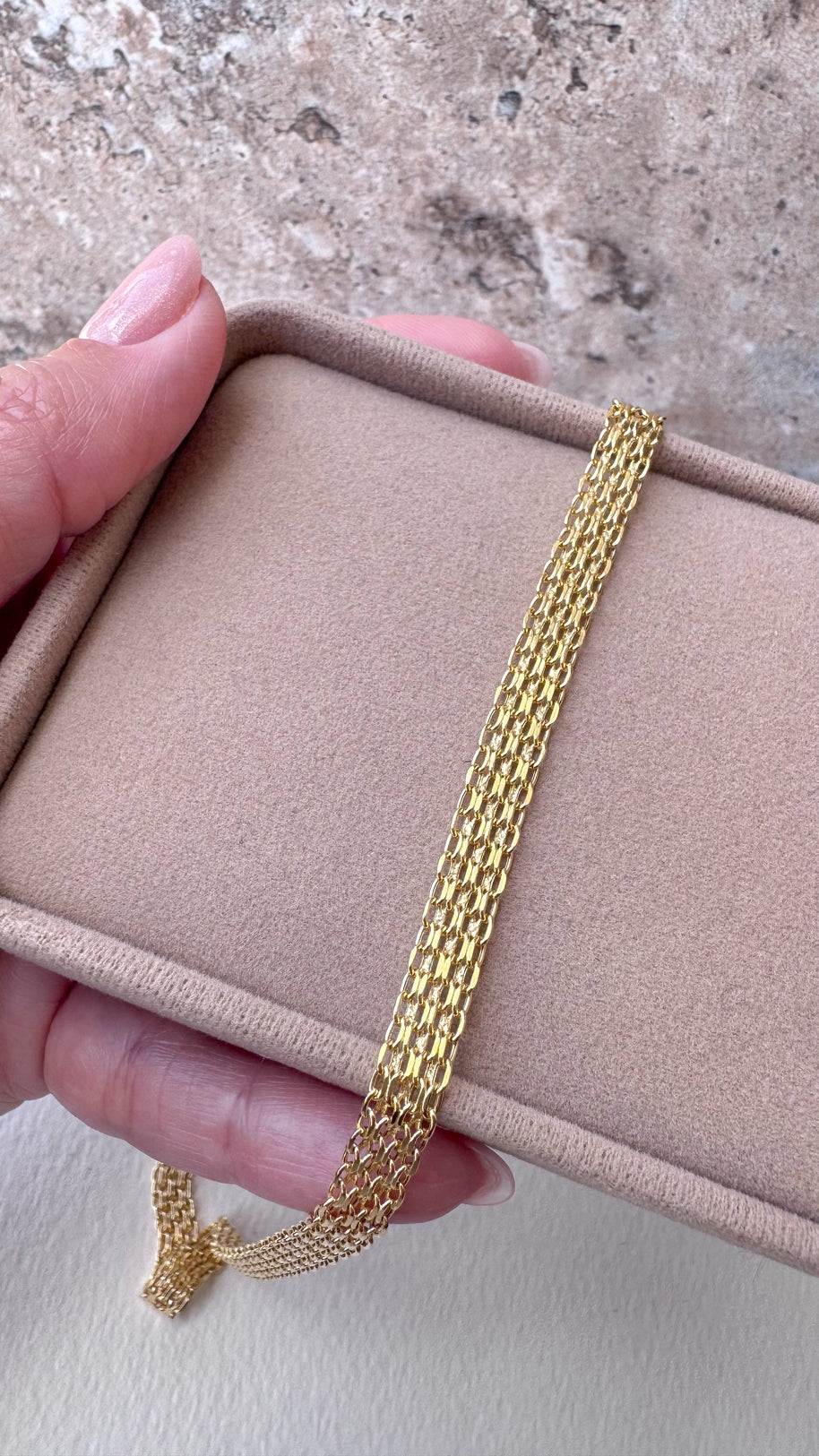 Chinese Fabric Bismark Chain 18k Solid Gold Necklace
