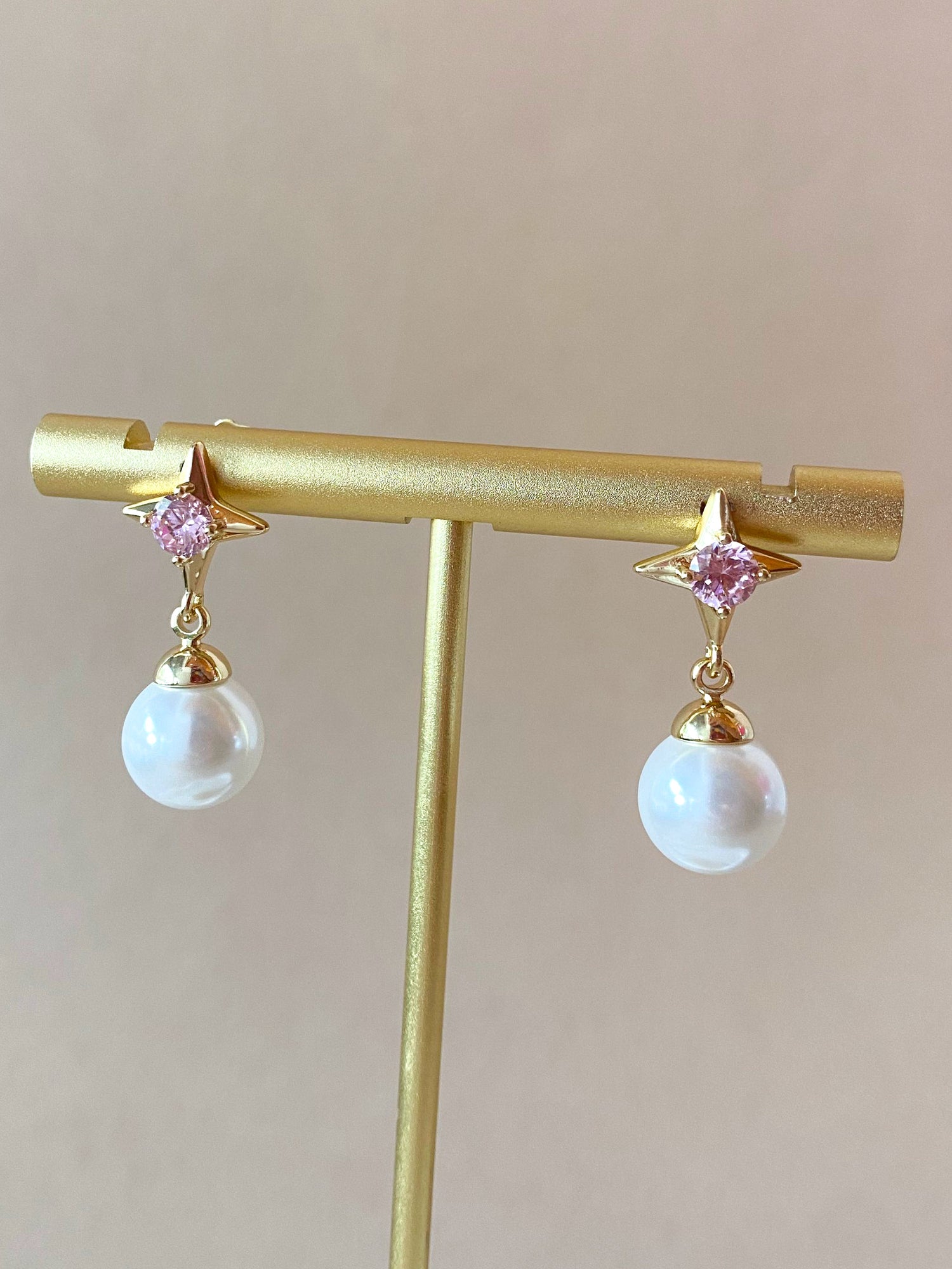 Purple and Pearls Crystal Large Earrings