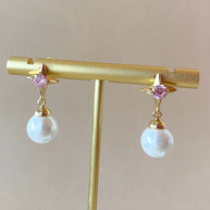 Purple and Pearls Crystal Large Earrings