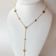 Golden Little & Medium Hearts Pattern Y Necklace