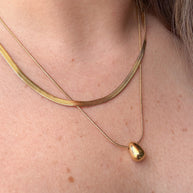 Gold Snake Style Double Chain Necklace