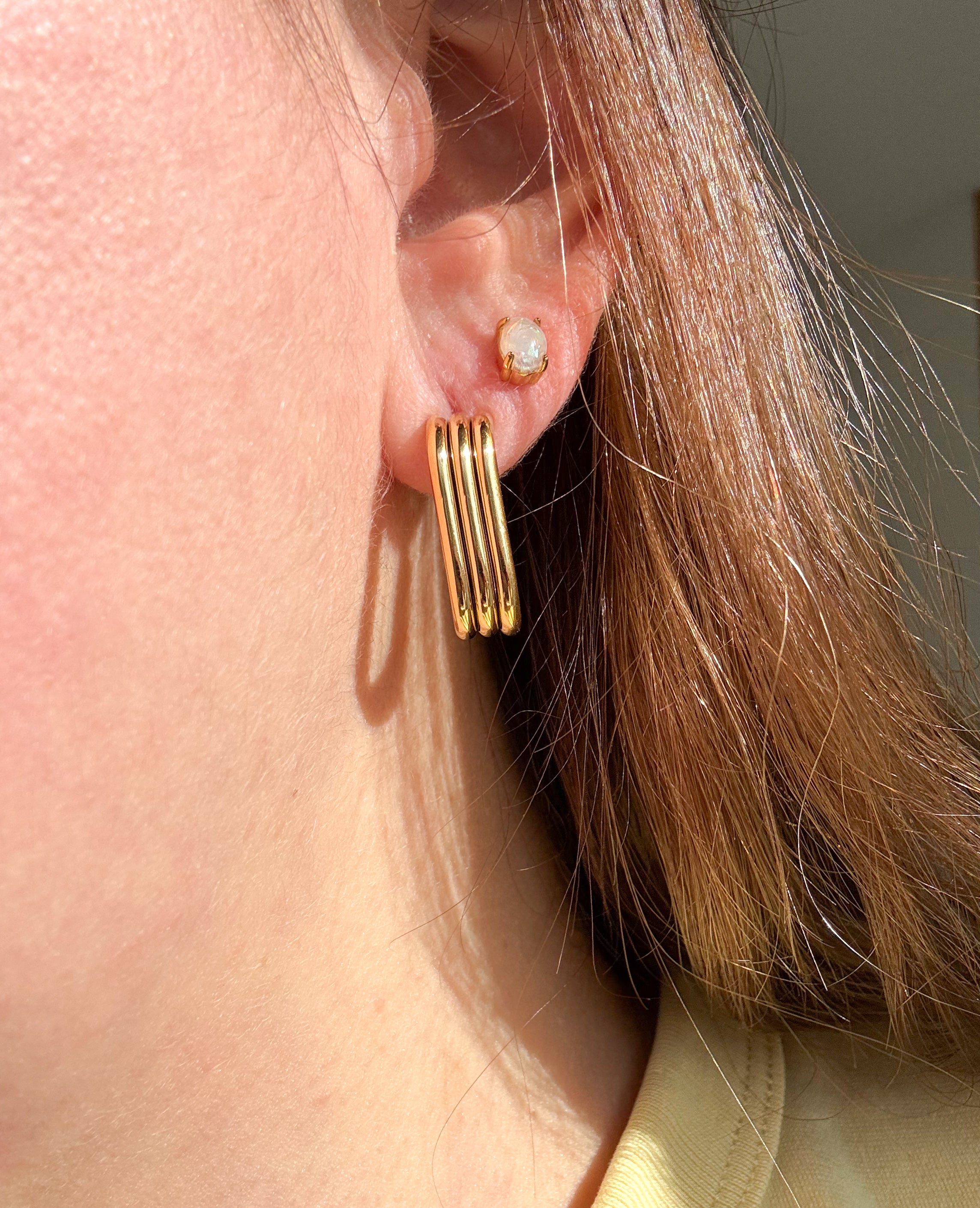 Gold Dangle Steel Earrings