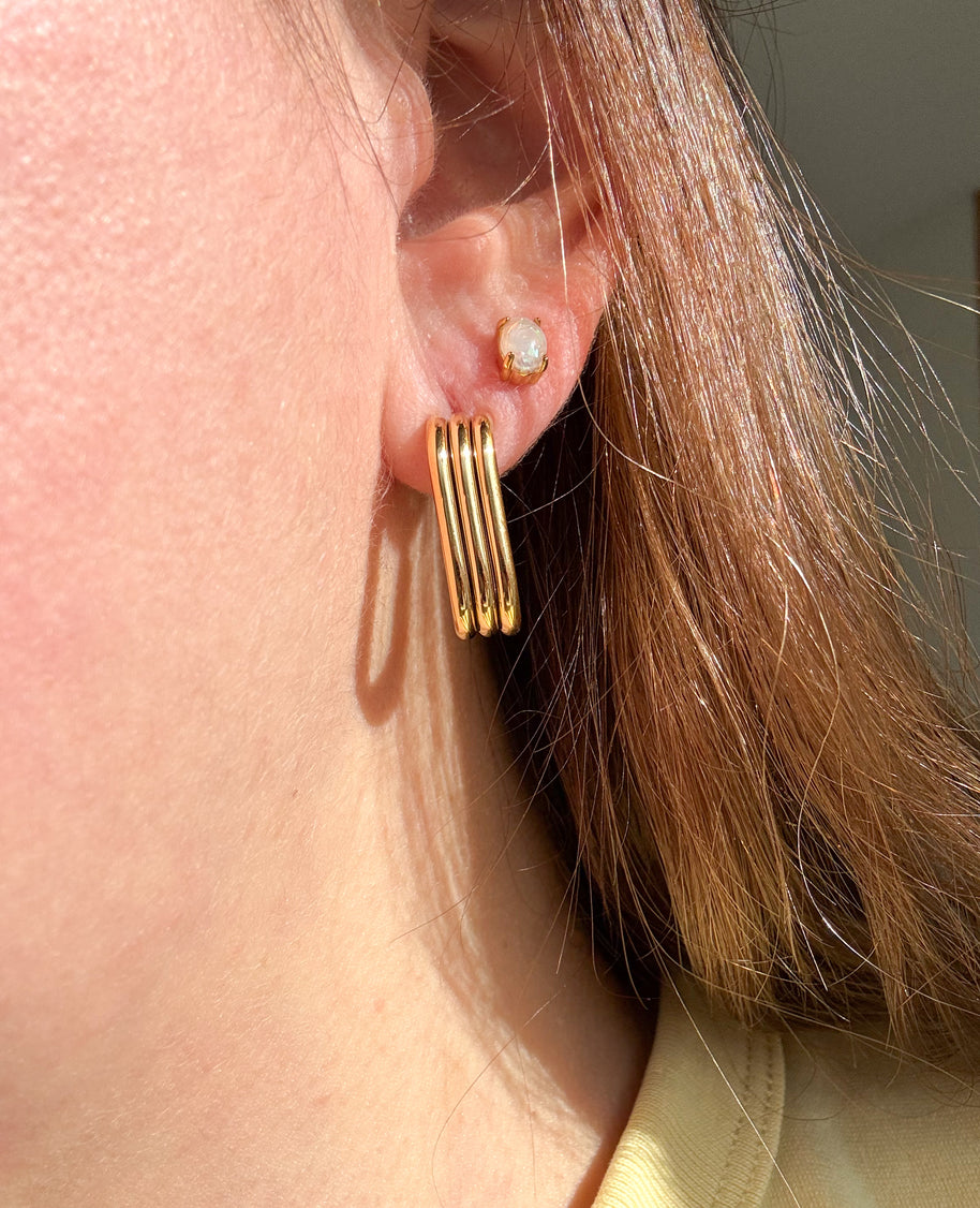 Gold Dangle Steel Earrings