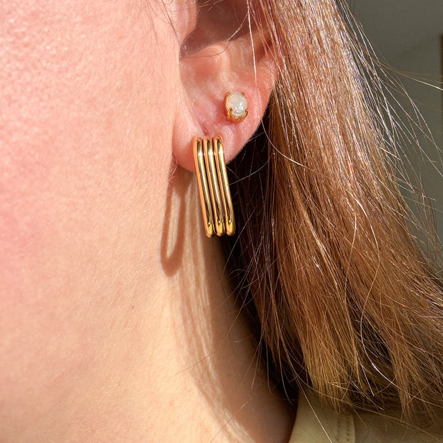 Gold Dangle Steel Earrings