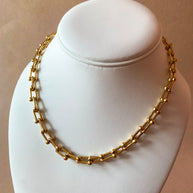 Golden Steel Medium Links Pattern Necklace