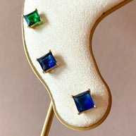 3 Different Colors of Square Crystals Earrings