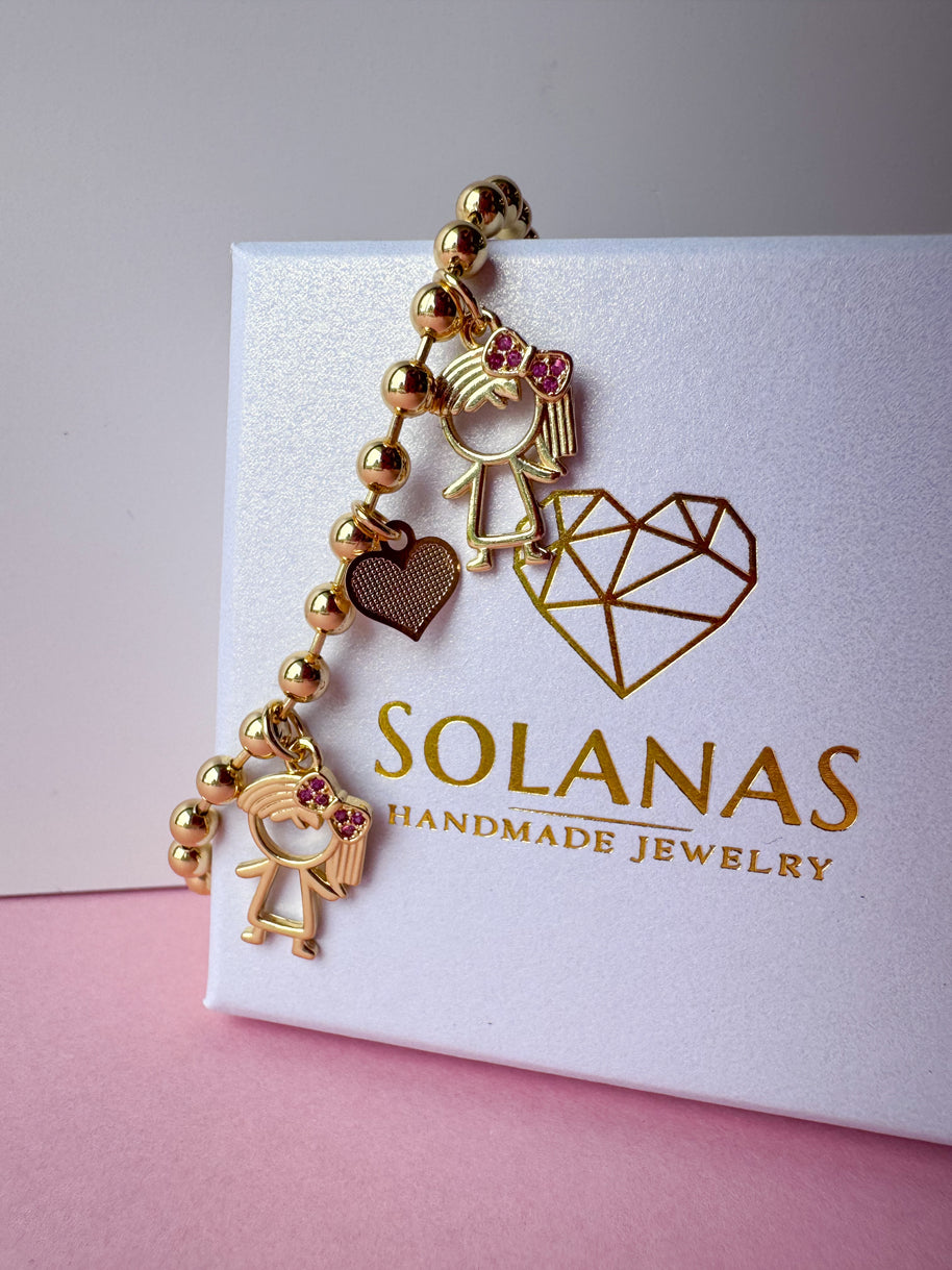 Golden Kids & Heart Bracelet