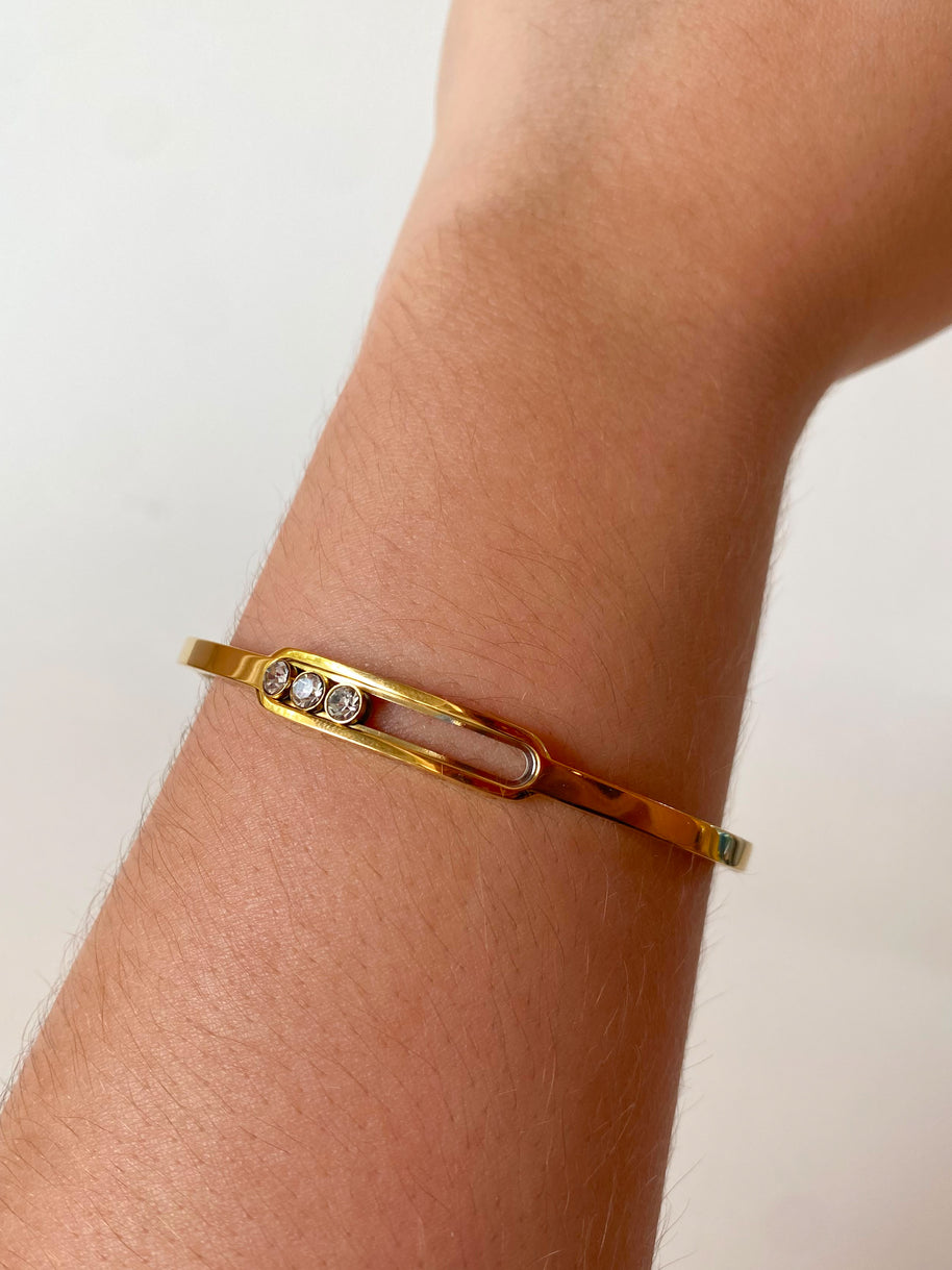 Golden Thin Bangle Move Steel Bracelet