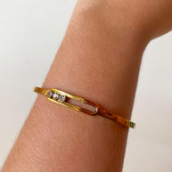 Golden Thin Bangle Move Steel Bracelet