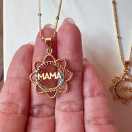 Mama Colorful Flower Shape Necklace