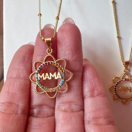 Mama Colorful Flower Shape Necklace