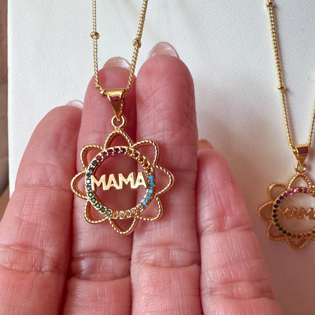 Mama Colorful Flower Shape Necklace