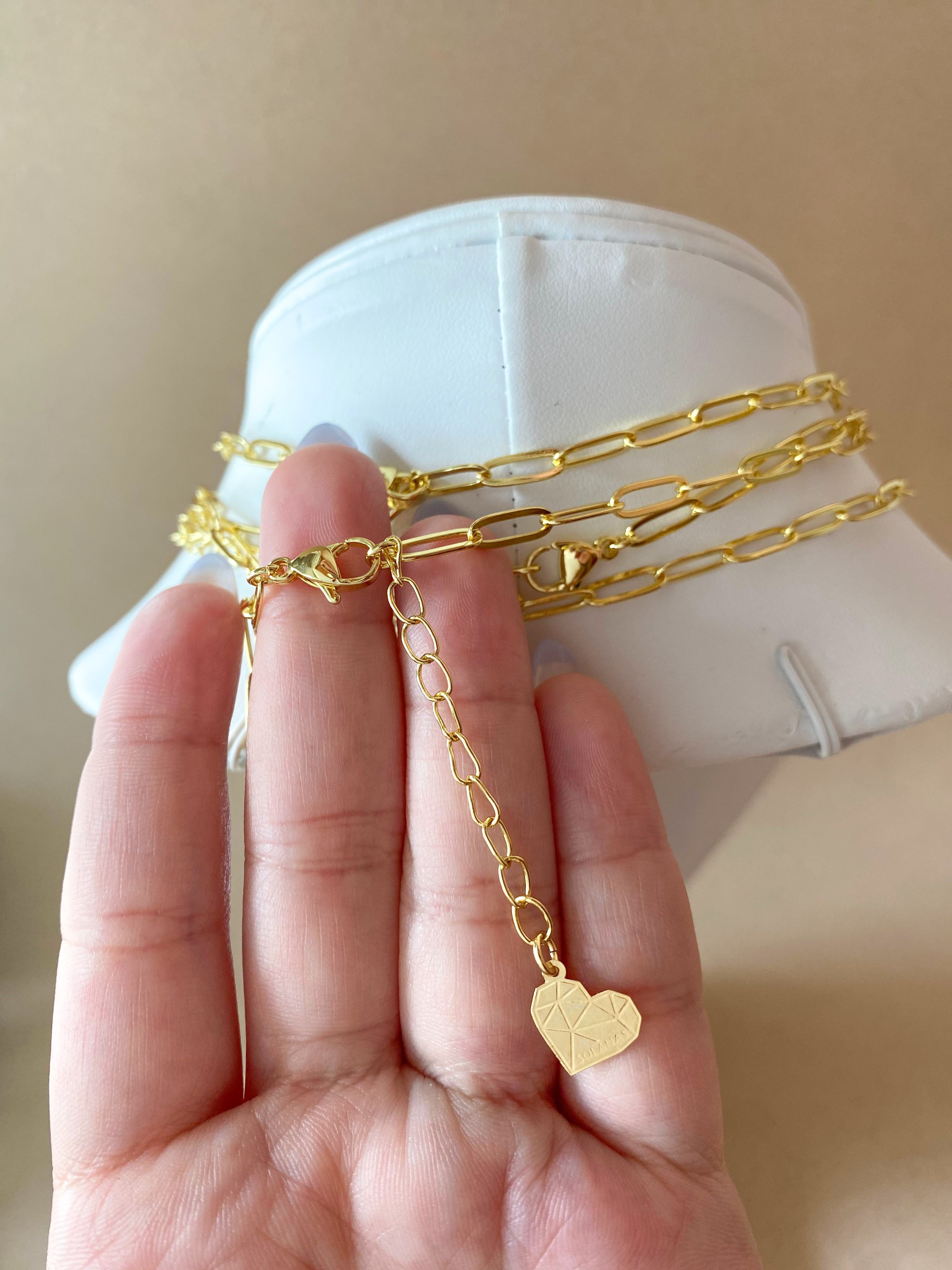 Golden Links Chain with Circular Crystal Charms Necklace