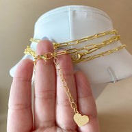 Golden Links Chain with Circular Crystal Charms Necklace