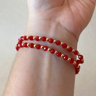 Red Crystals Jesus Fish Charms Elastic Bracelet