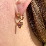 Shiny Pink Heart Hoops