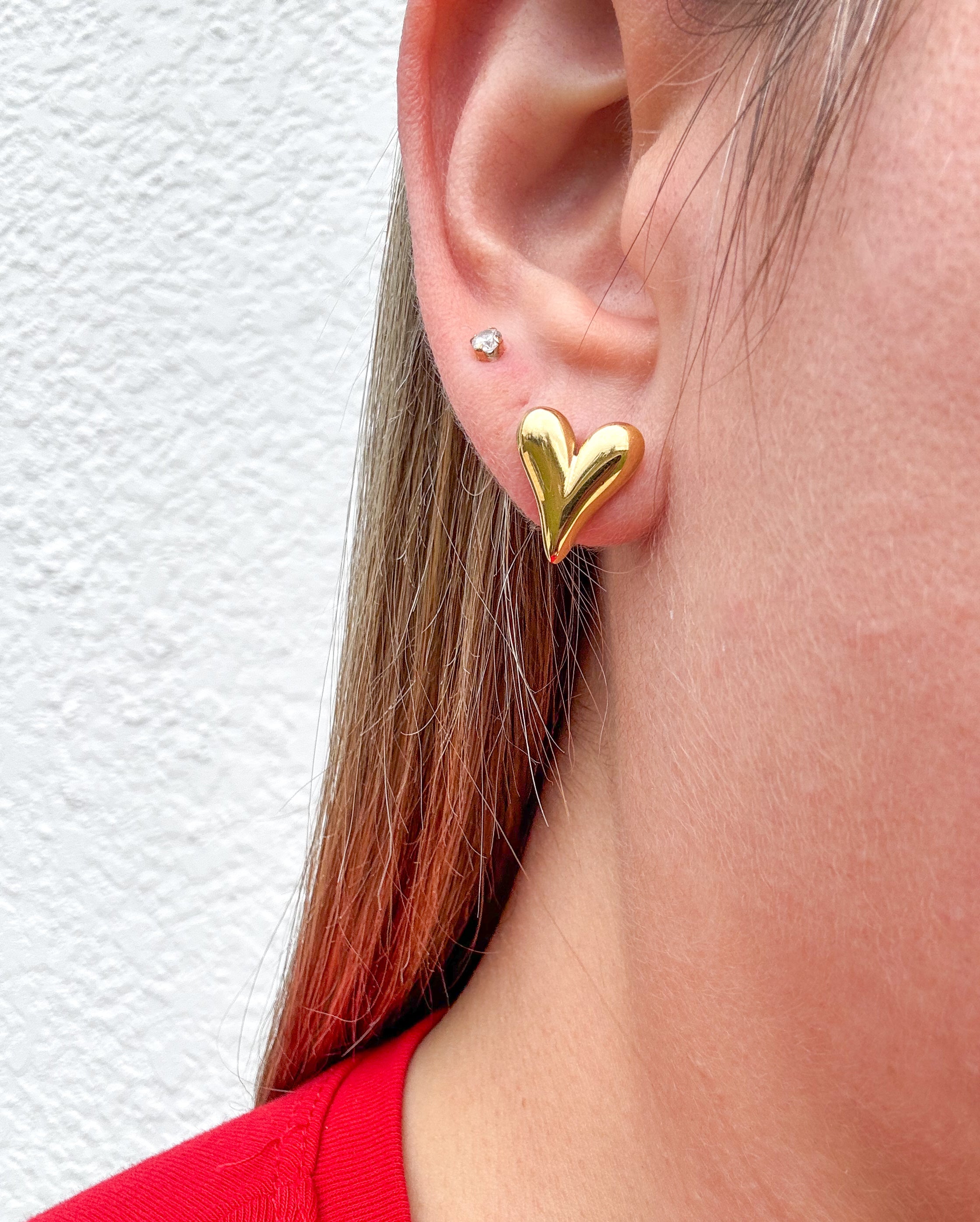 Golden Steel Hearts Earrings