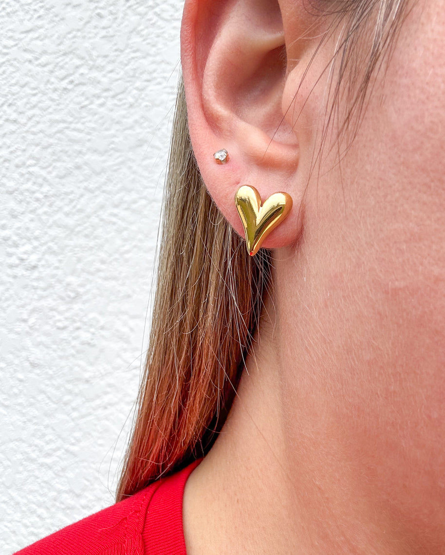 Golden Steel Hearts Earrings