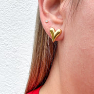 Golden Steel Hearts Earrings