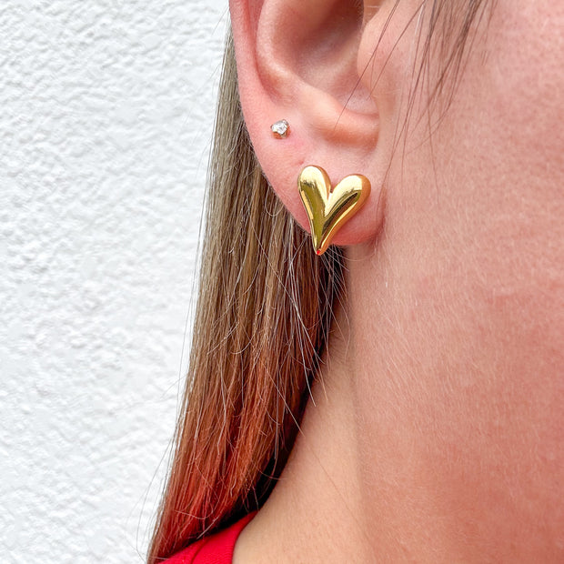 Golden Steel Hearts Earrings