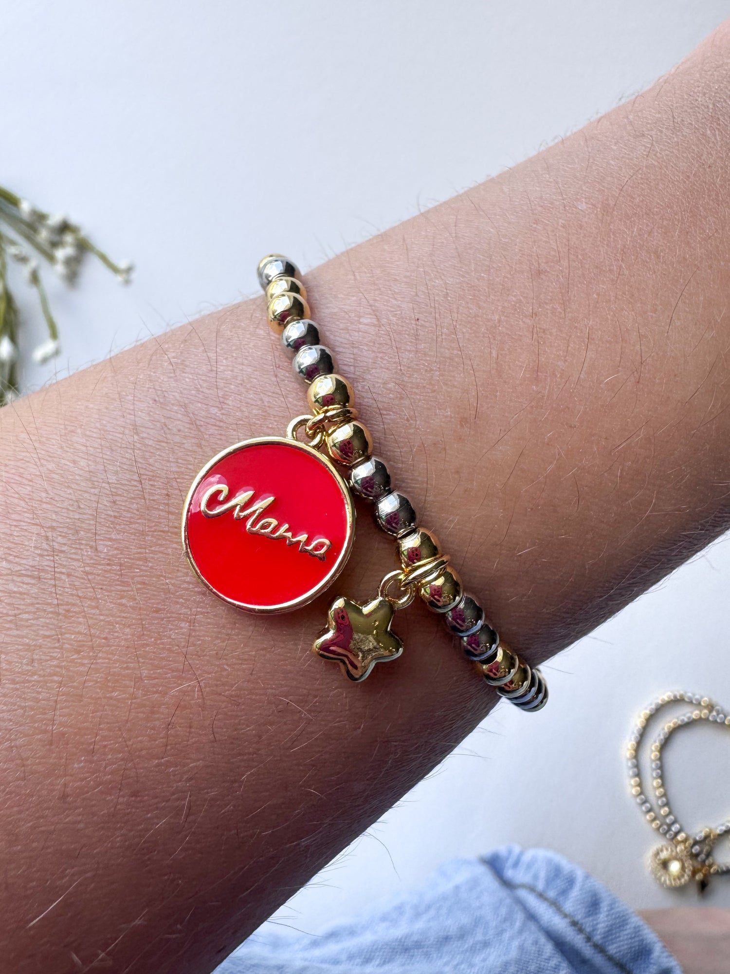 Red Mama & Little ⭐️ Elastic Bracelet