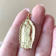 Guadalupe Virgin Big Oval Medal Golden Charm
