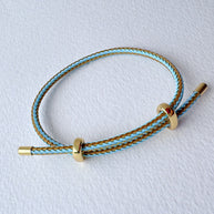 White, Blue and Gold 2 Styles of Leather Adjustable Bracelets
