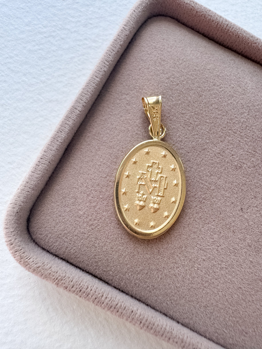 Miracle Virgin Medal 18k Solid Gold Hollow Charm