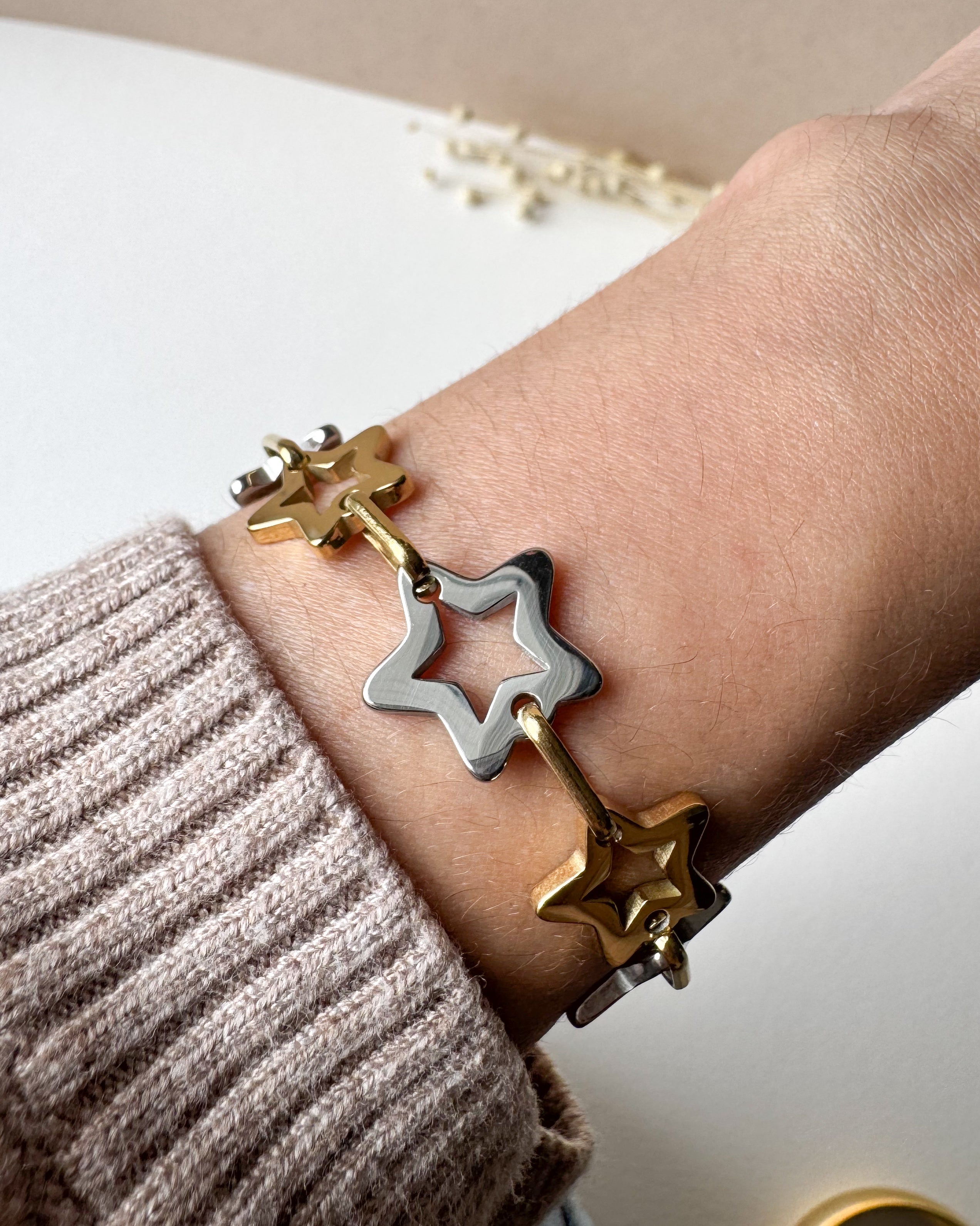 Silver & Gold Star Shape Bracelet