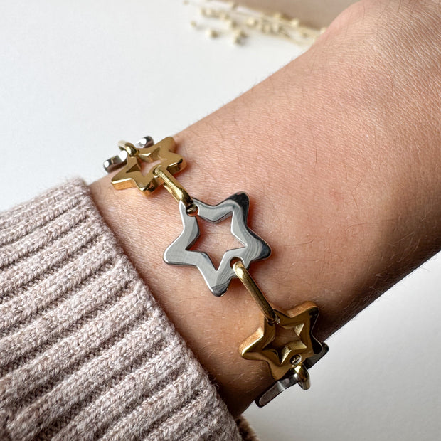 Silver & Gold Star Shape Bracelet