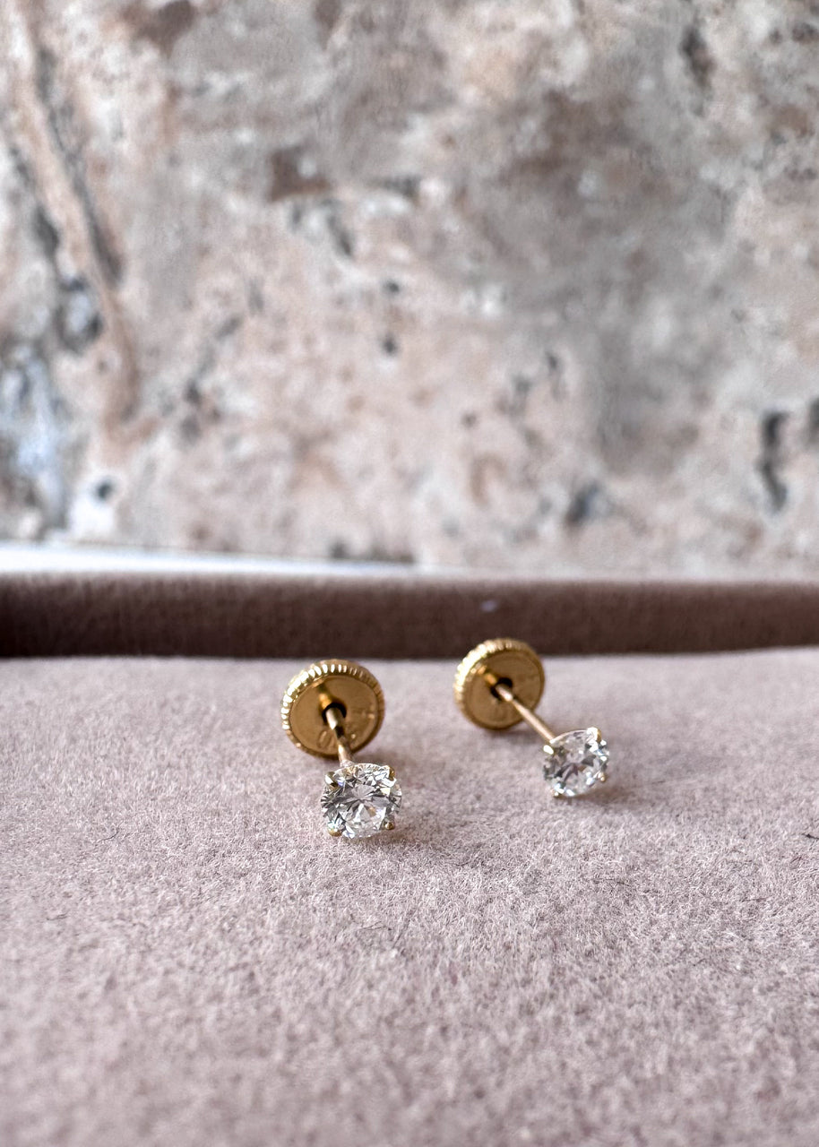 Lab Diamonds 18k Solid Gold 3mm Earrings