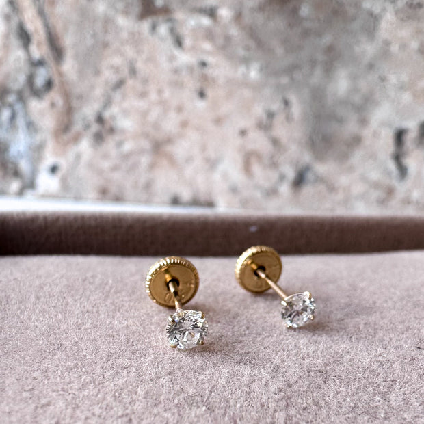 Lab Diamonds 18k Solid Gold 3mm Earrings