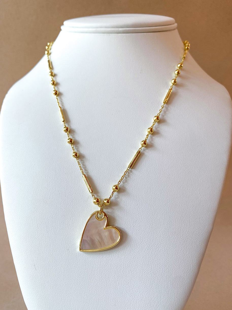 Mother of Pearl Medium Heart Necklace
