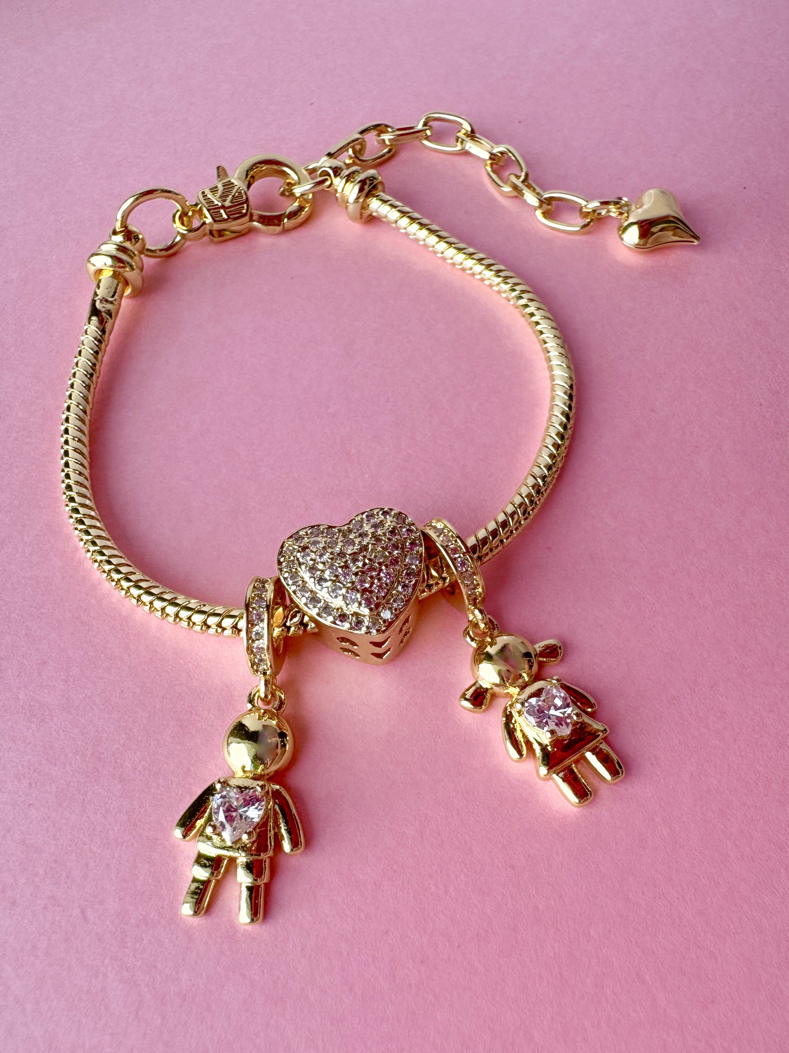 Golden Big Heart Crystal Kids Bracelet