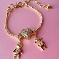 Golden Big Heart Crystal Kids Bracelet