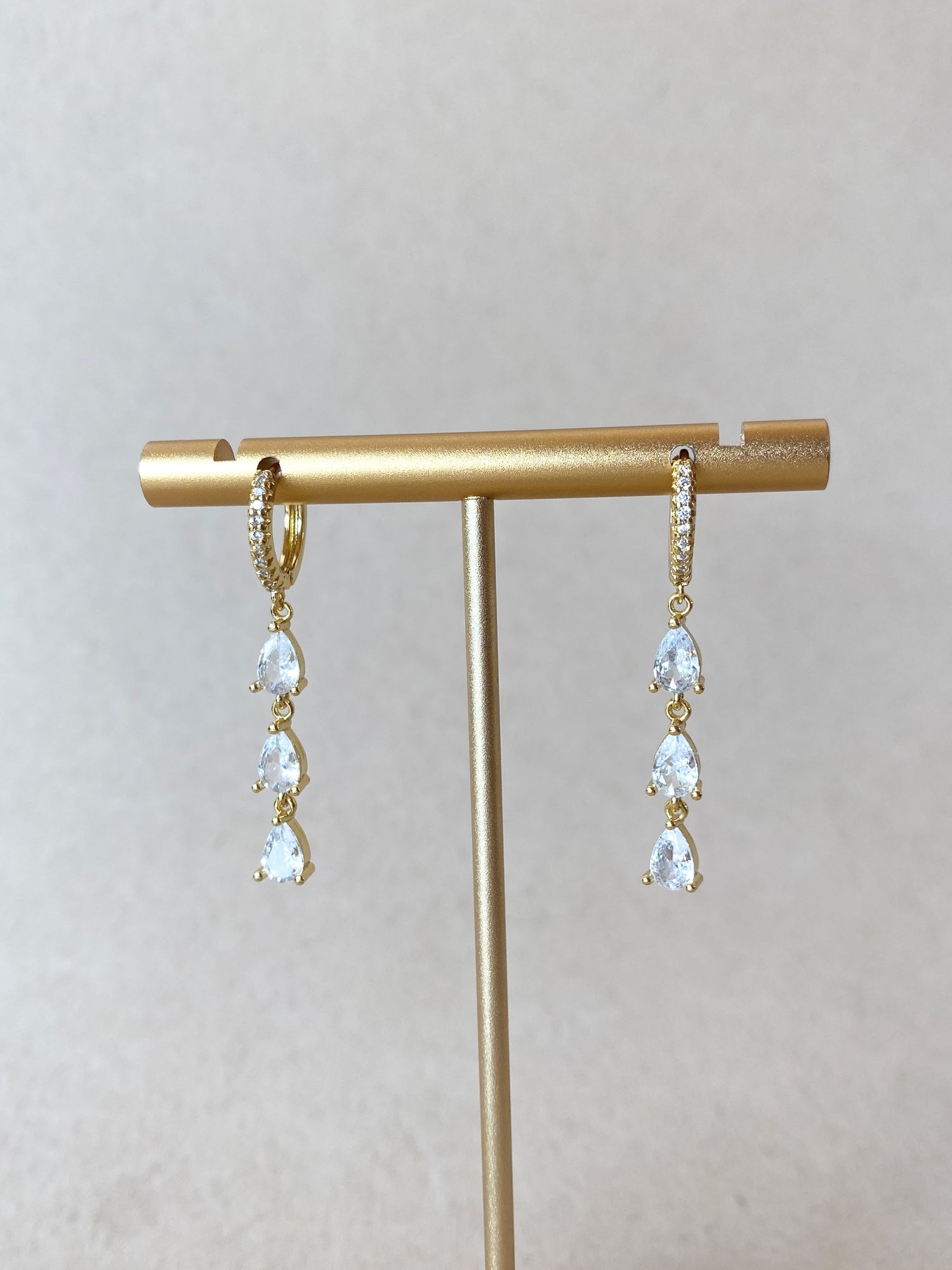 Crystal Drop Golden Hoops