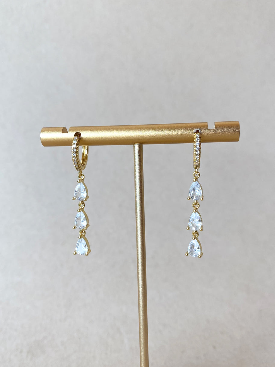 Crystal Drop Golden Hoops